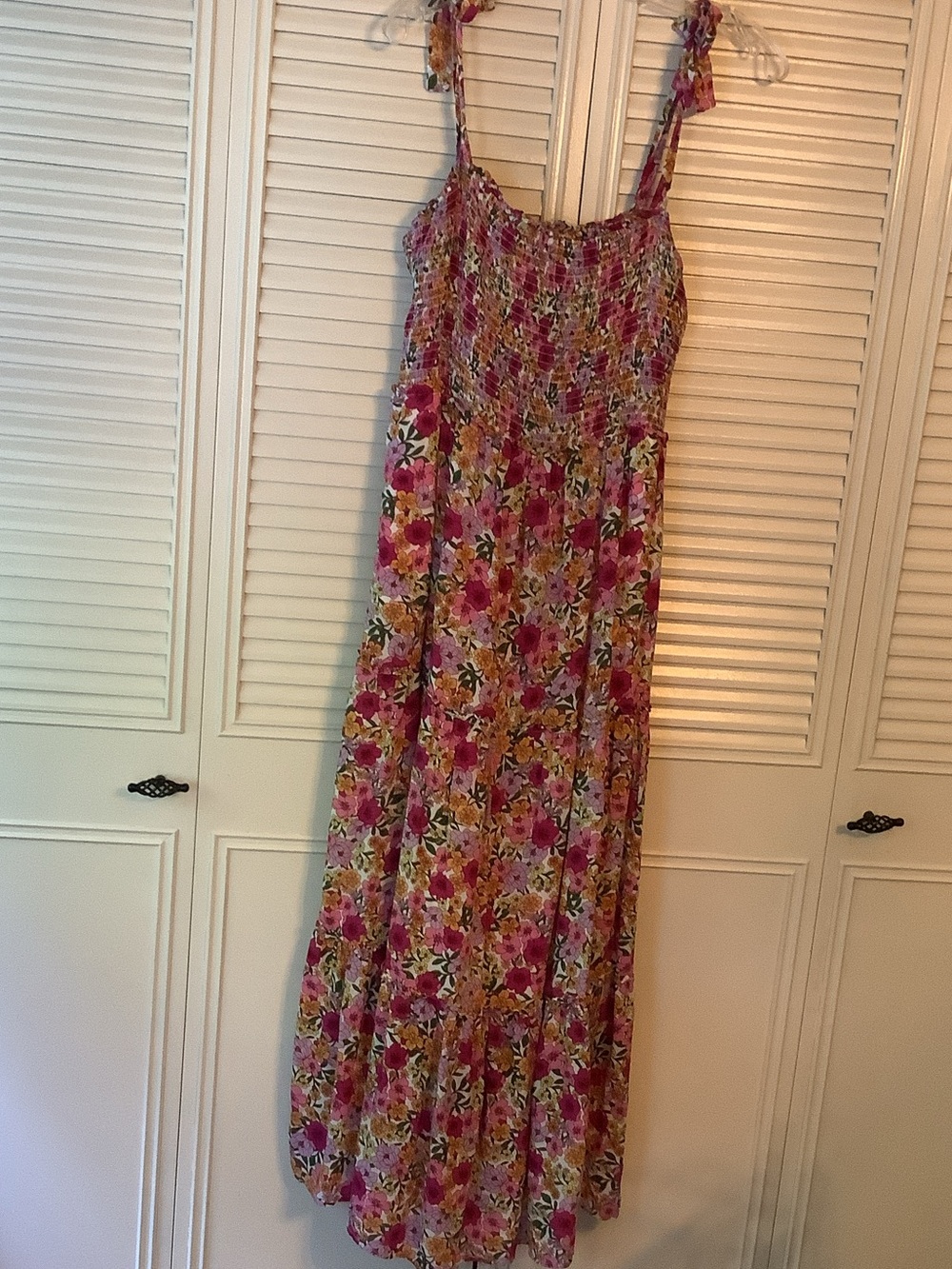 Draper James Pink and Yellow Floral Smocked Maxi Dress